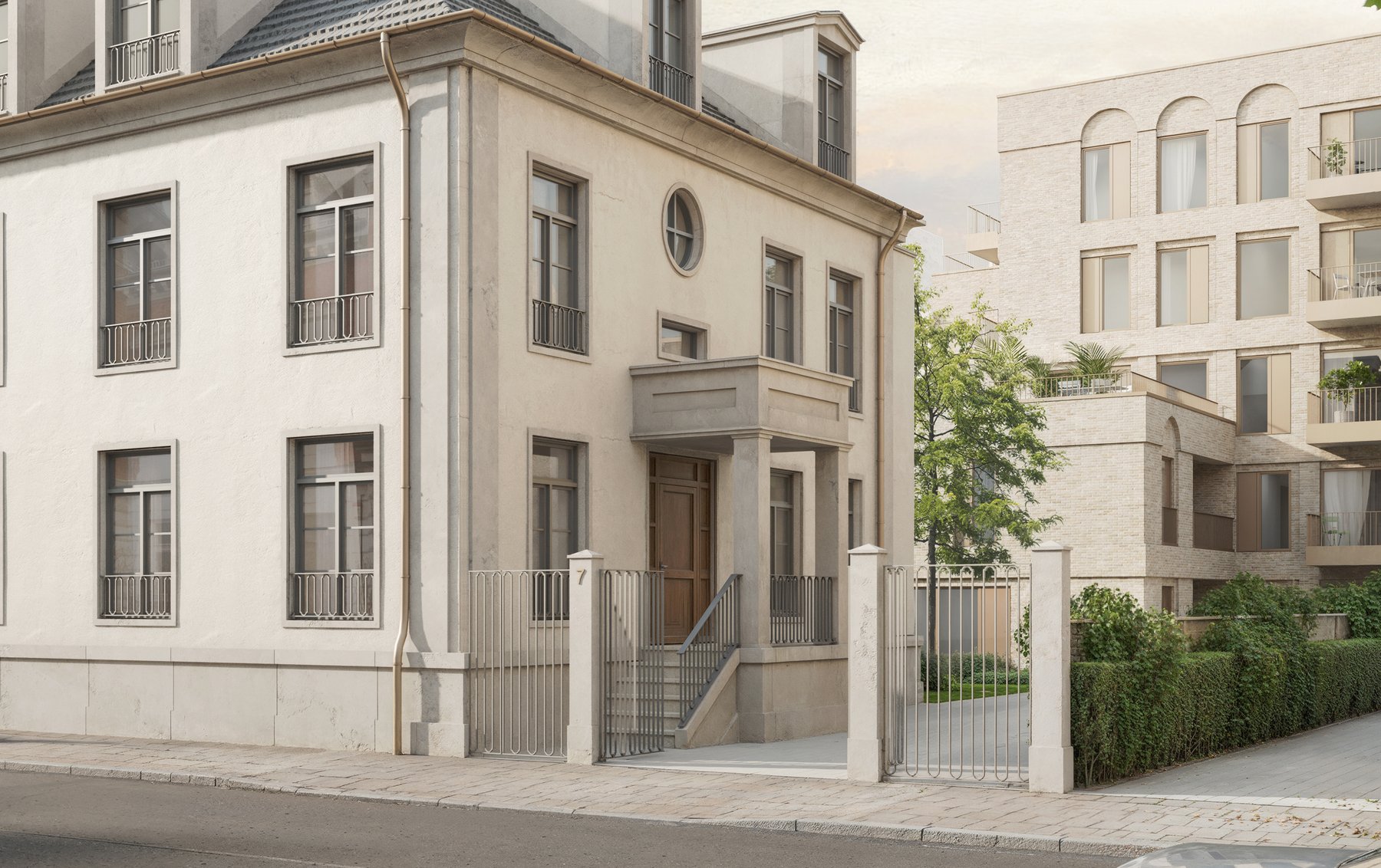 Kaiser Sieben Stadthaus – historische Villa mit Eingang und Toranlage